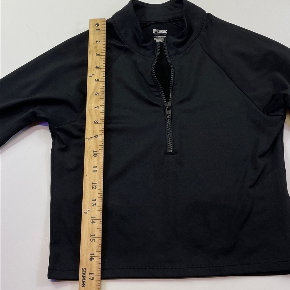 Victoria’s Secret PINK Black Quarter-Zip Crop Pullover Womens Sz S - Picture 5 of 7